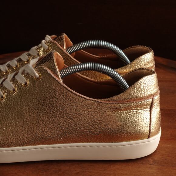 Sezane Sneakers Womens Size EU 39 US 8 Gold Jack Leather Metallic Modern Shoes - Picture 8 of 14